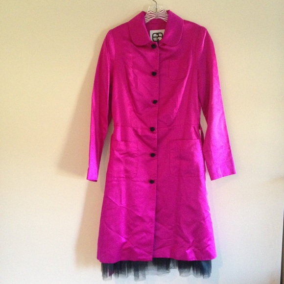 Edward An Jackets & Blazers - Edward An Magenta Silk Blend Trench Coat